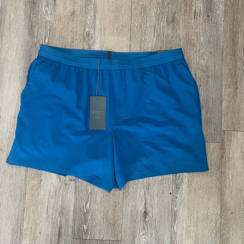 VRST Men’s XL 5 Inch Accelerate Running Shorts Blue Tide Relaxed Fit Lined Perfo